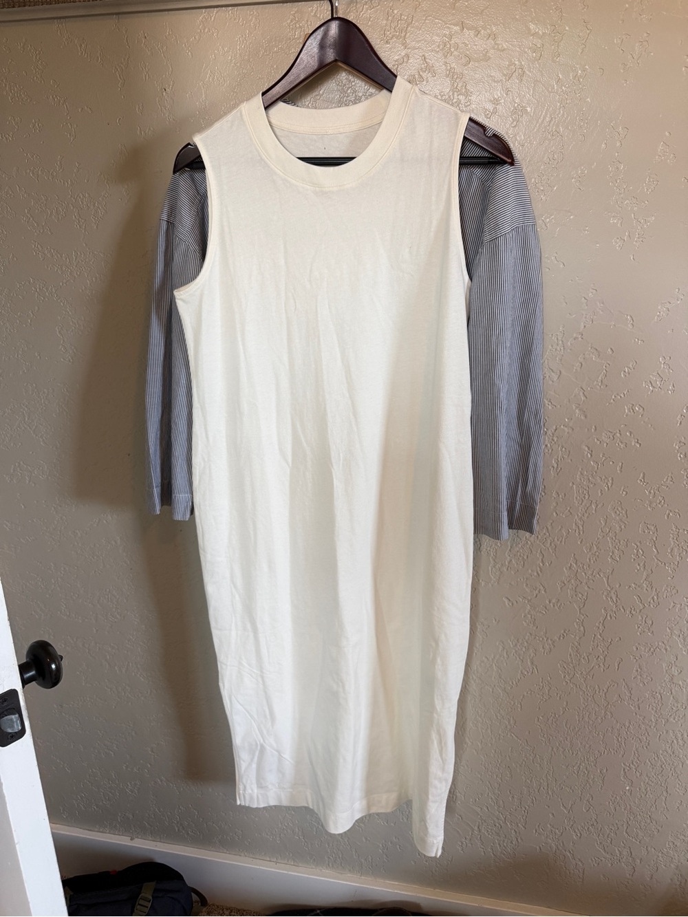 Everlane cream Sleeveless Weekend Tank Dress Midi Length Oversized S - Picture 3 of 4